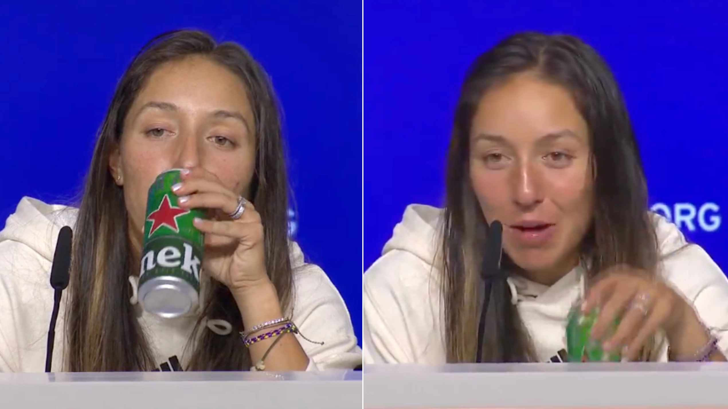 Tennis star Jessica Pegula drank a beer in her press conference to help her drug test