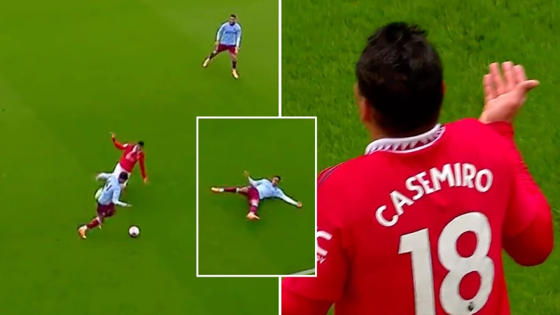 Fans in disbelief after Casemiro avoids punishment for wiping out Jacob Ramsey