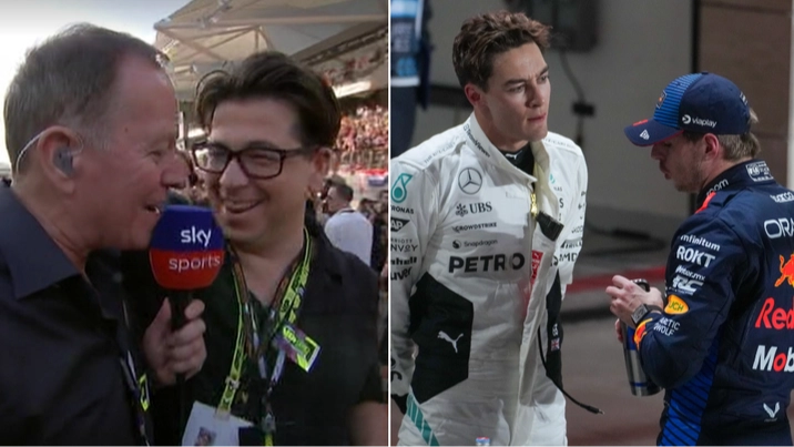 Martin Brundle forced to choose between Max Verstappen and George Russell in chaotic grid walk with Michael McIntyre