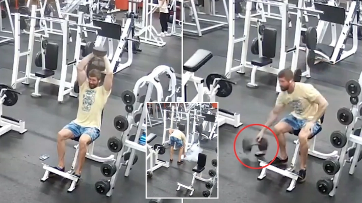Shocking moment lad’s iPhone explodes in gym after dropping weight on it