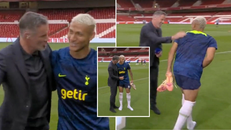 Richarlison bumped into Jamie Carragher after the full-time whistle, they are friends now