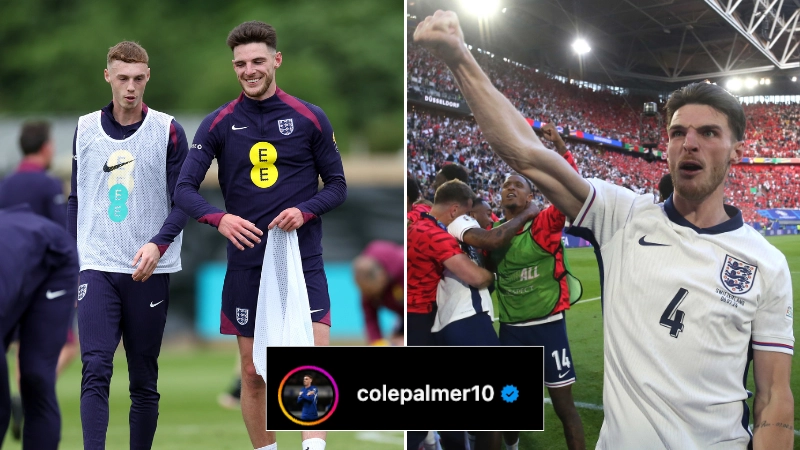 Fans stunned by Cole Palmer’s comment on Declan Rice’s Instagram post after England sealed semi-final spot