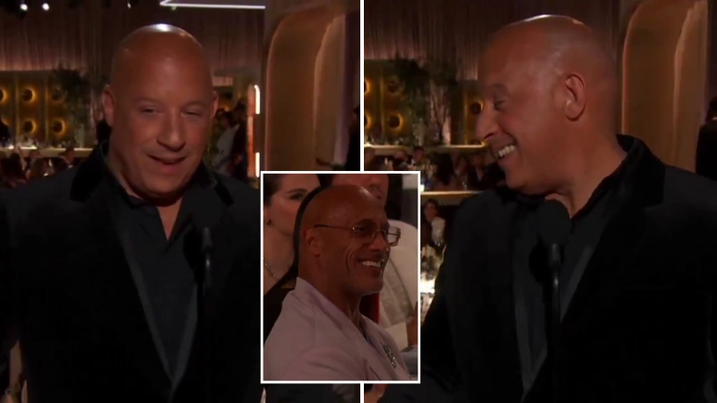 Vin Diesel in extremely 'awkward' moment with The Rock at Golden Globes as clip goes viral 
