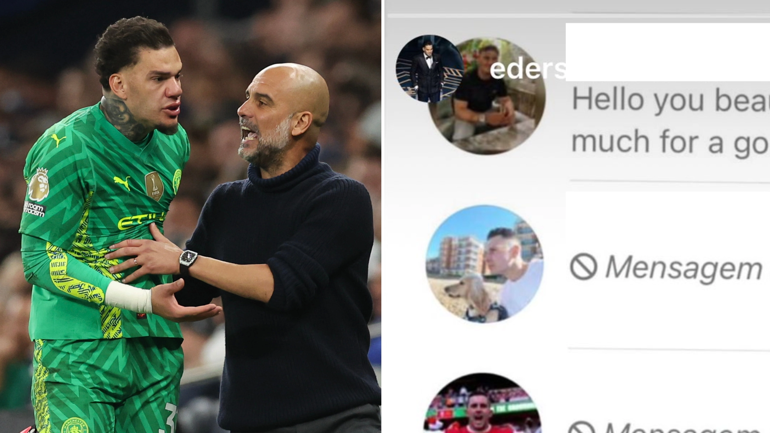 Ederson shows text messages he received from Arsenal fans after having his phone number leaked