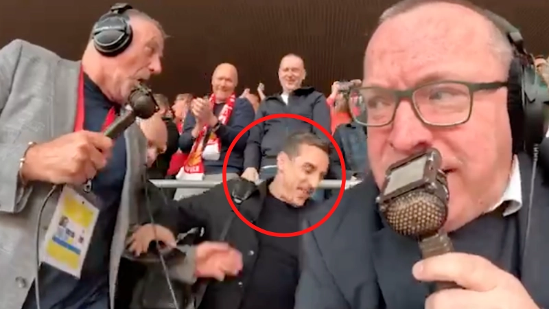 Gary Neville 'snapped at' Liverpool fans moments after Premier League title win as new footage emerges