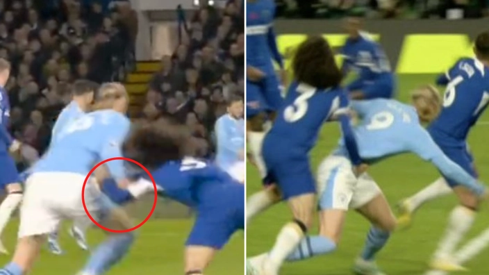"This is not right!" - Fans furious at VAR as Erling Haaland wins penalty despite 'fouling' Chelsea player