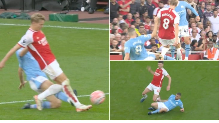 Arsenal fans furious after Mateo Kovacic avoids second yellow card for lunge on Declan Rice