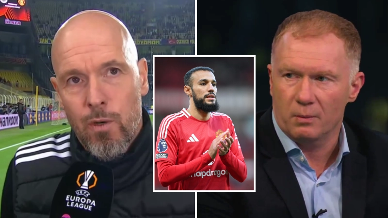 Erik ten Hag’s explanation for playing Noussair Mazraoui as Man Utd no.10 leaves Paul Scholes speechless