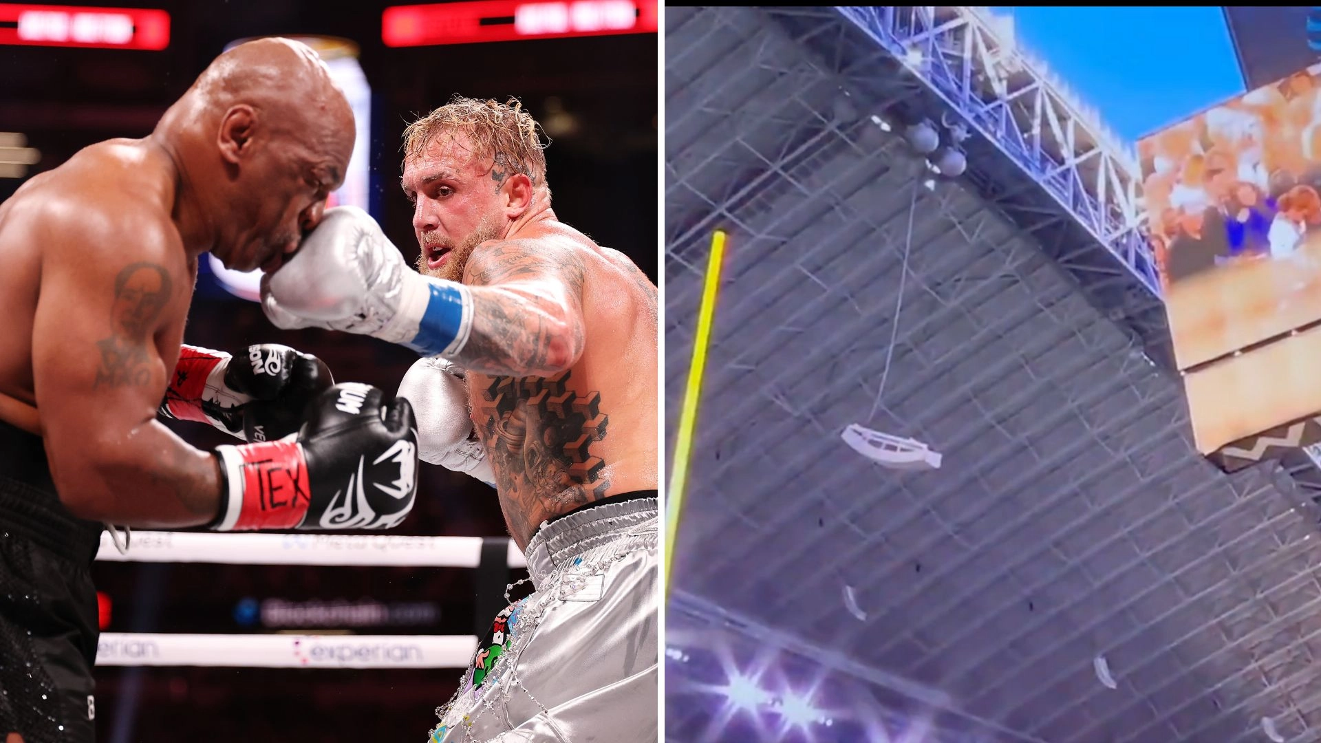AT&T Stadium roof collapses onto field days after Jake Paul vs Mike Tyson fight as tragedy narrowly avoided