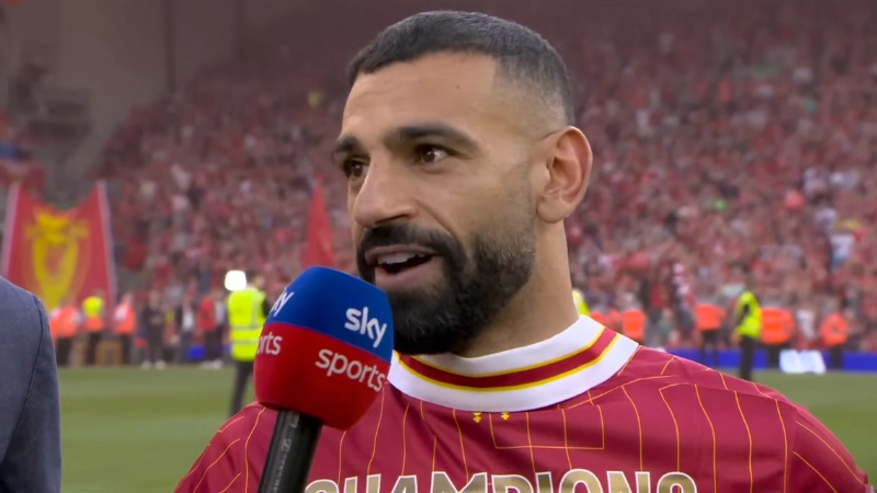 Mo Salah aims hilarious dig at Jurgen Klopp after Liverpool's Premier League title was confirmed