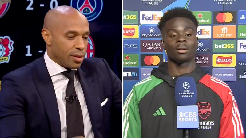 Thierry Henry asks Bukayo Saka live on CBS if Arsenal will win the Premier League title