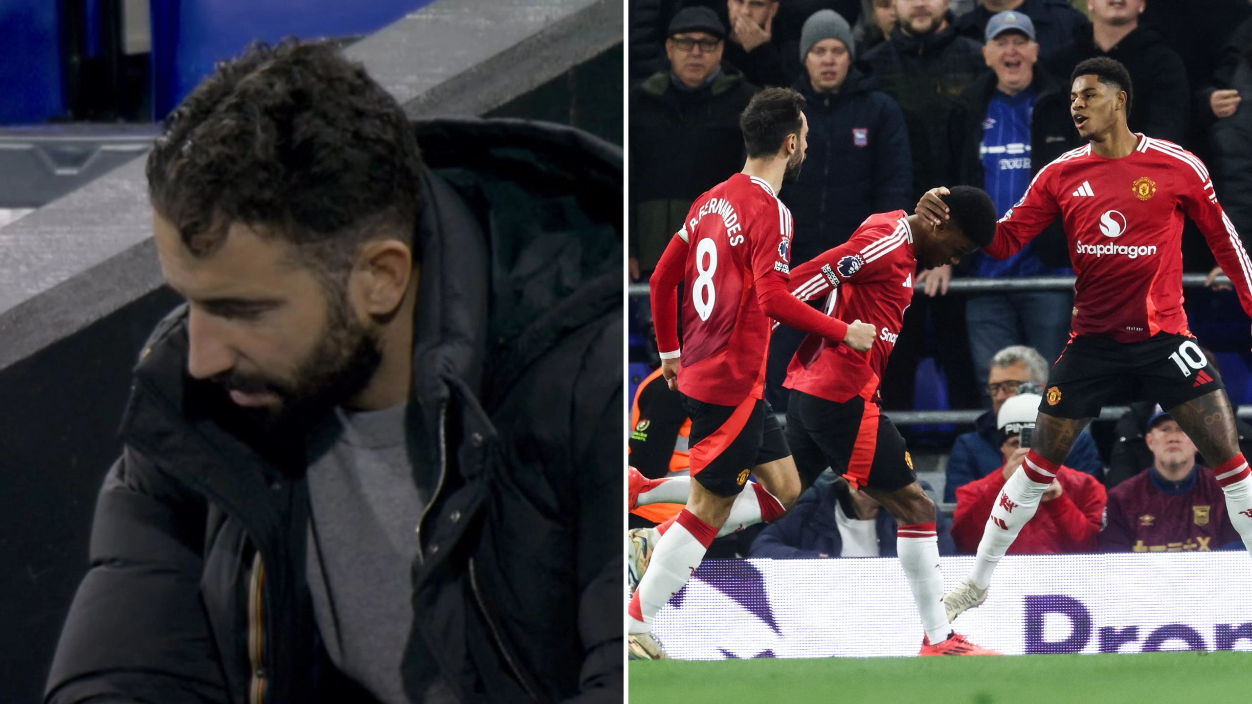 Pundit sat behind Ruben Amorim reveals Man Utd manager was ‘frustrated’ with three players during Ipswich draw