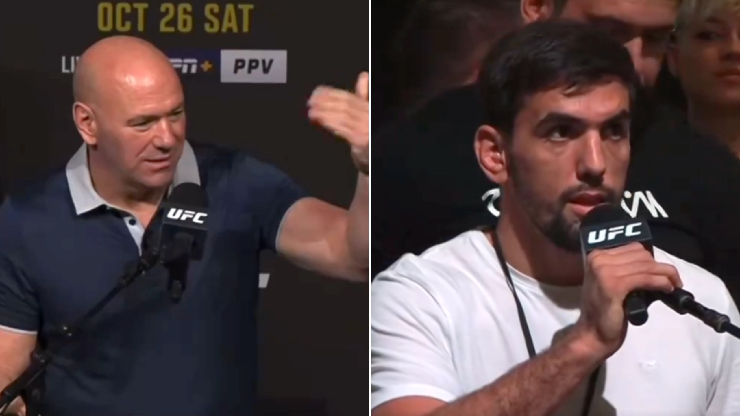 Dana White sends crowd wild after member of the public makes insane demand during live UFC press conference
