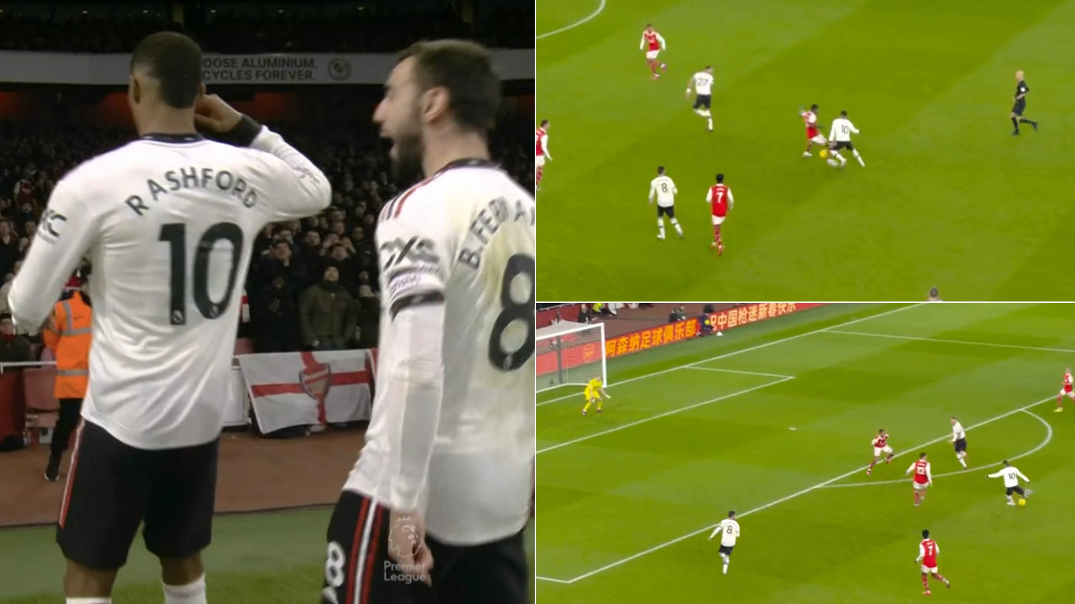 Marcus Rashford puts Man United 1-0 up with stunning 25-yard strike against Arsenal