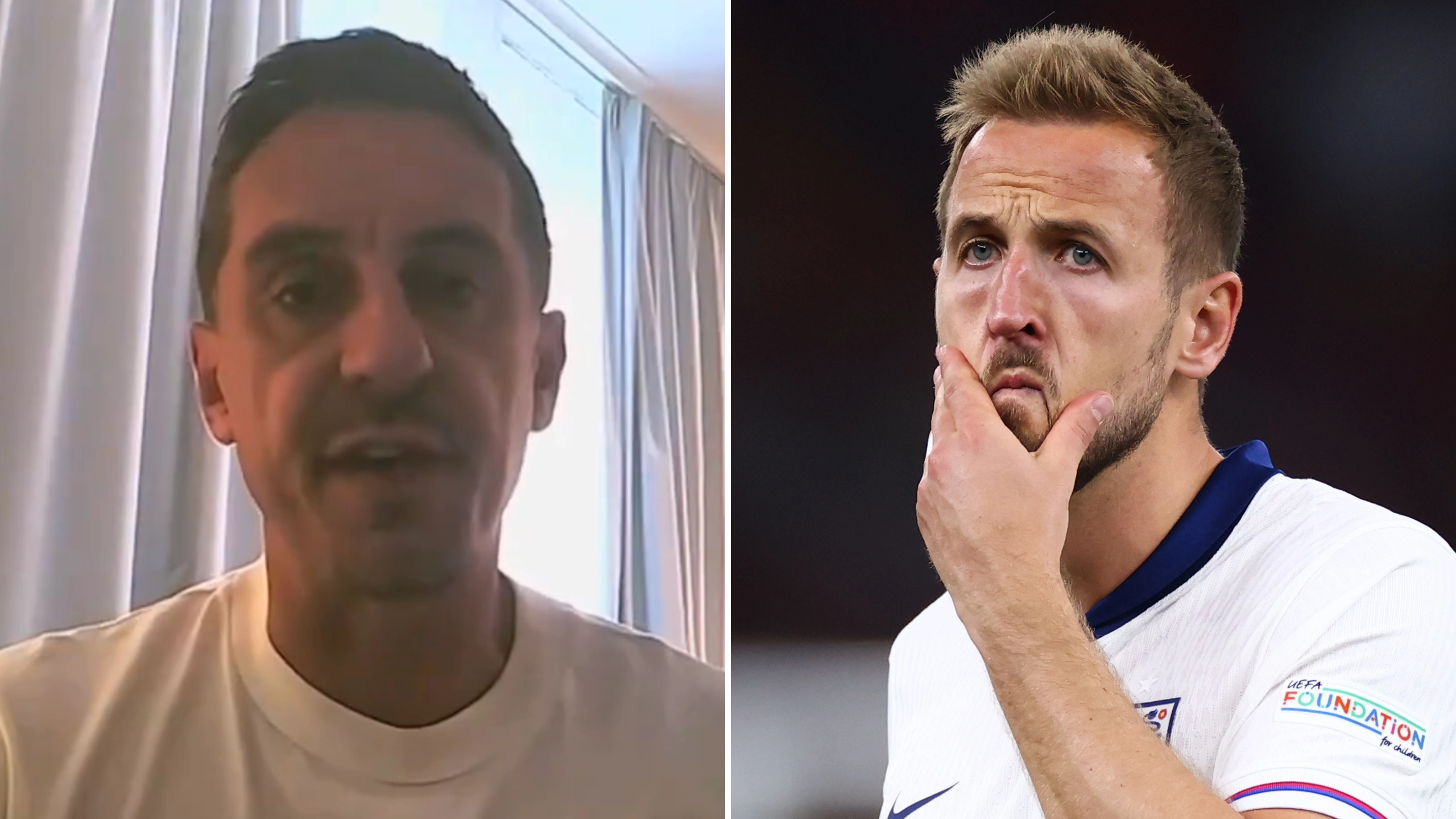 Gary Neville makes incredibly worrying Harry Kane claim after England defeat to Spain