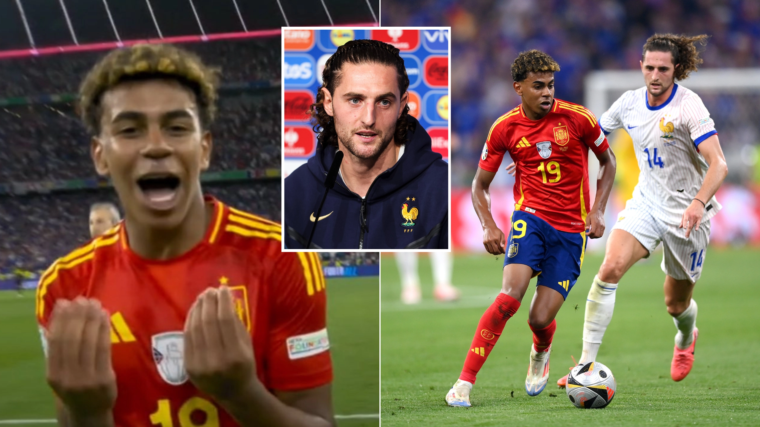 Fans think Lamine Yamal sent a clear message to France midfielder Adrien Rabiot while the TV cameras were on him at full-time