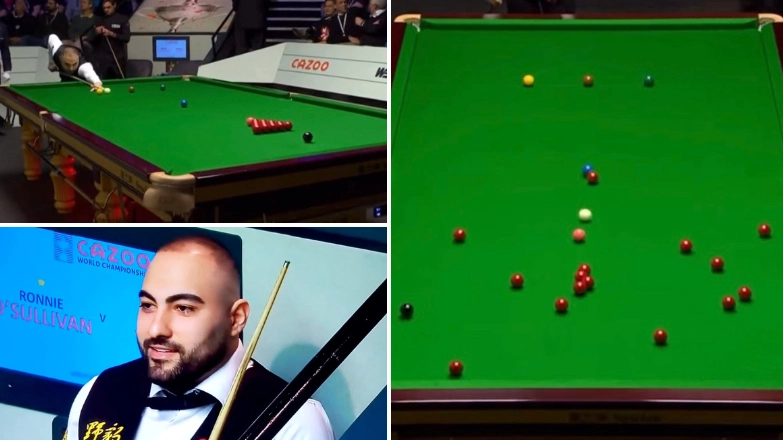 Hossein Vafaei sends balls flying in crazy break-off against Ronnie O'Sullivan