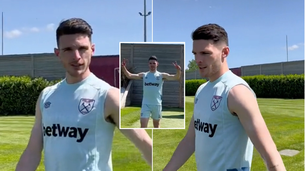 Arsenal target Declan Rice drops cheeky transfer 'hint' in West Ham training amid Bayern Munich links