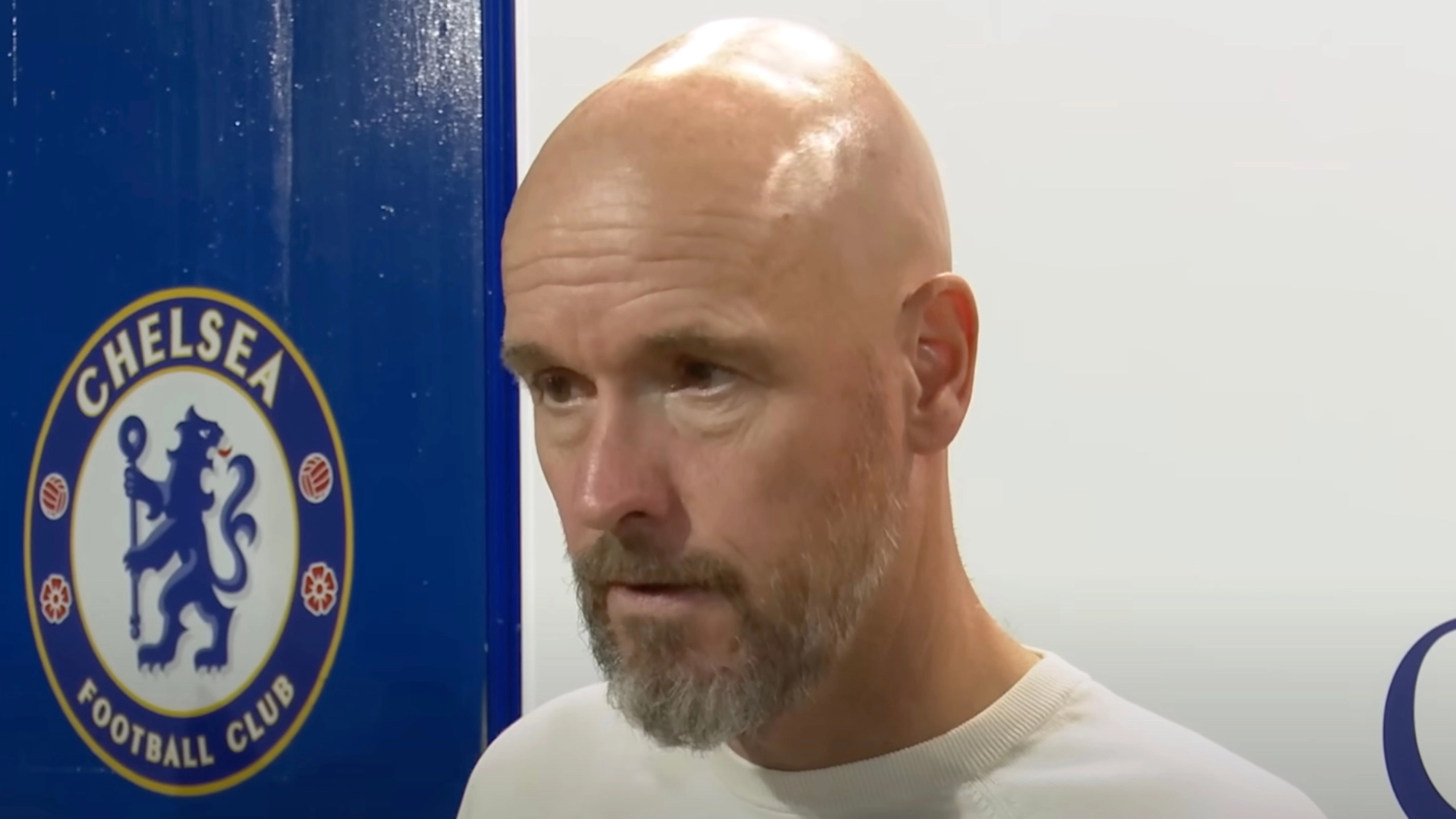 Erik ten Hag visibly stunned and 'hurt' as reporter asks 'disgusting' question after Bayer Leverkusen's defeat to Chelsea