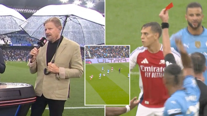 Peter Schmeichel goes against everyone else with unique perspective on Leandro Trossard’s red card and it’s quickly gone viral