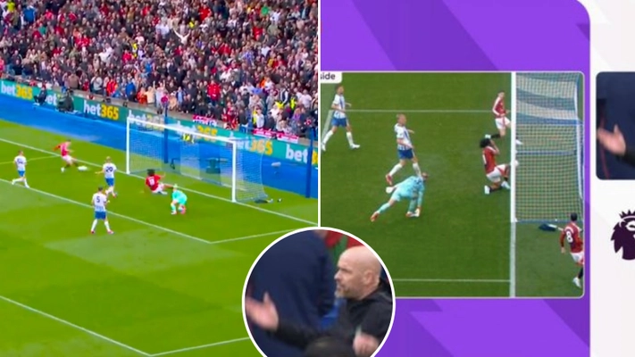 Man Utd have goal ruled out vs Brighton after 'never-before-seen' offside spotted