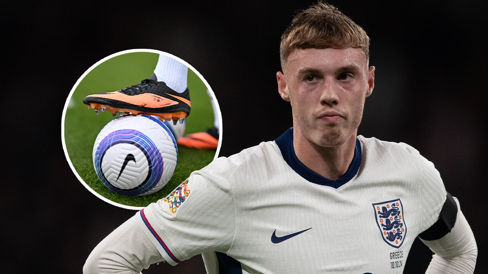 Cole Palmer wears the flag of a different country on his boots when playing for England