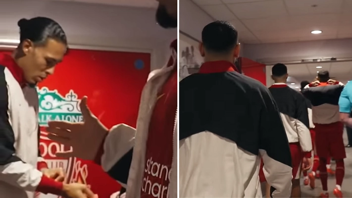 Virgil van Dijk's warning to Liverpool players picked up by tunnel cameras before Man Utd clash