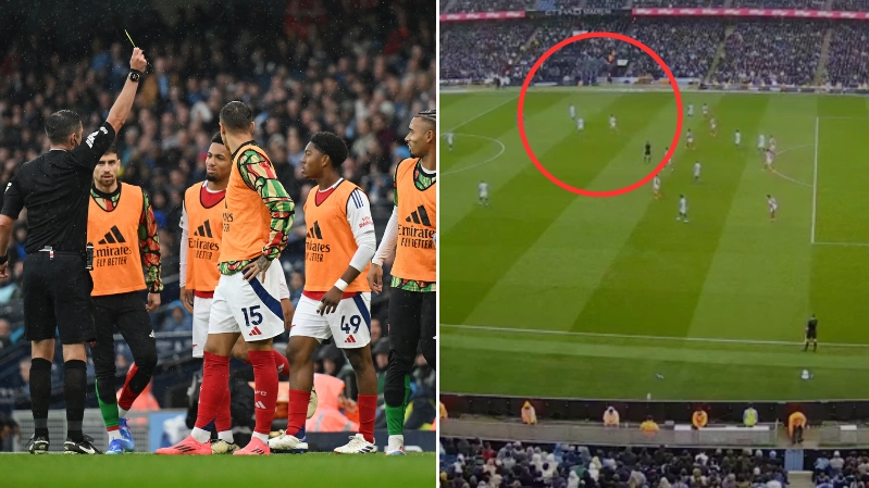 Damning footage emerges that shows why Myles Lewis-Skelly was booked during Man City vs Arsenal