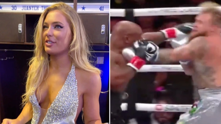 Fans think Jake Paul’s girlfriend proved Mike Tyson fight was ‘rigged’ during interview in the arena