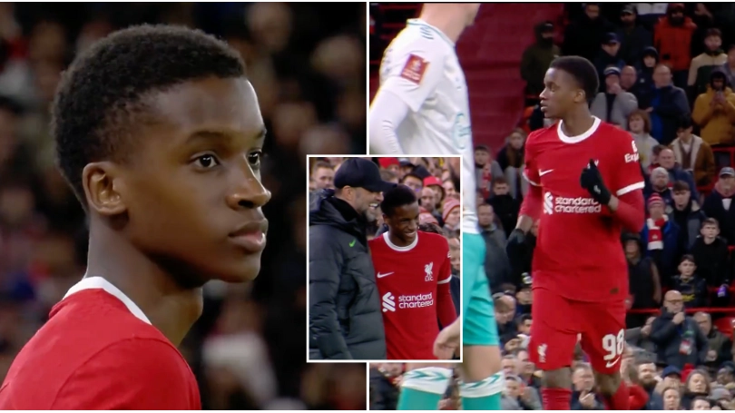 Jurgen Klopp's reaction before Trey Nyoni made history-making appearance vs Southampton is so wholesome