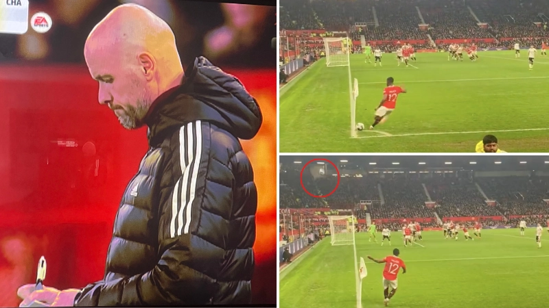 Man United star Tyrell Malacia took the worst corner ever, Erik ten Hag's reaction was priceless