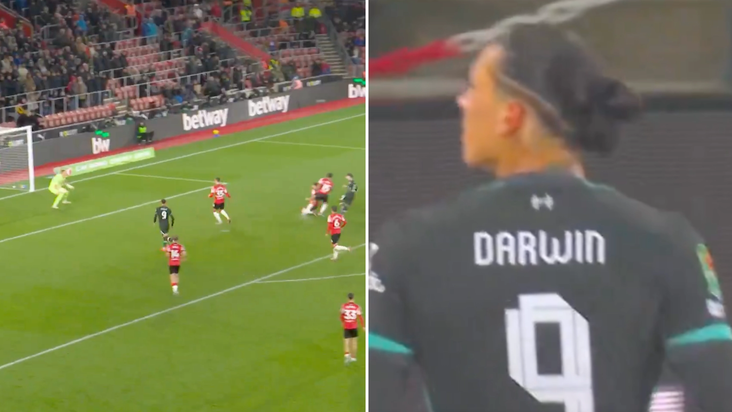 What Darwin Nunez did after hearing the Southampton fans chant 'you're just a sh*t Andy Carroll' at him