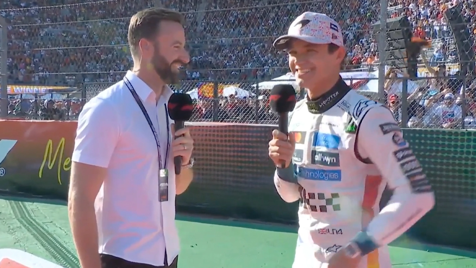 Lando Norris' instant reaction to being booed by Mexican GP crowd after win