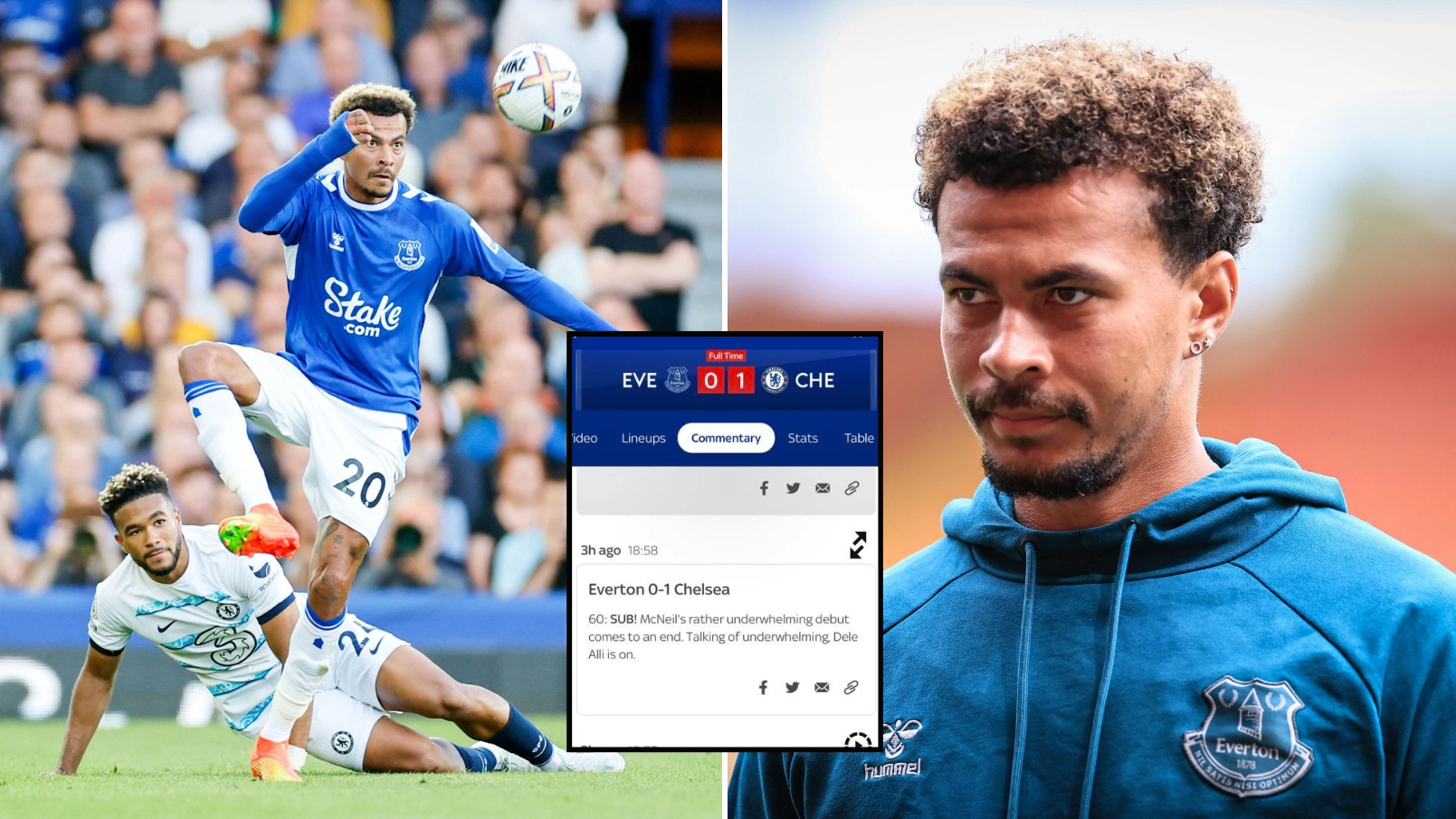 Sky Sports harshly troll Dele Alli's substitute appearance for Everton against Chelsea