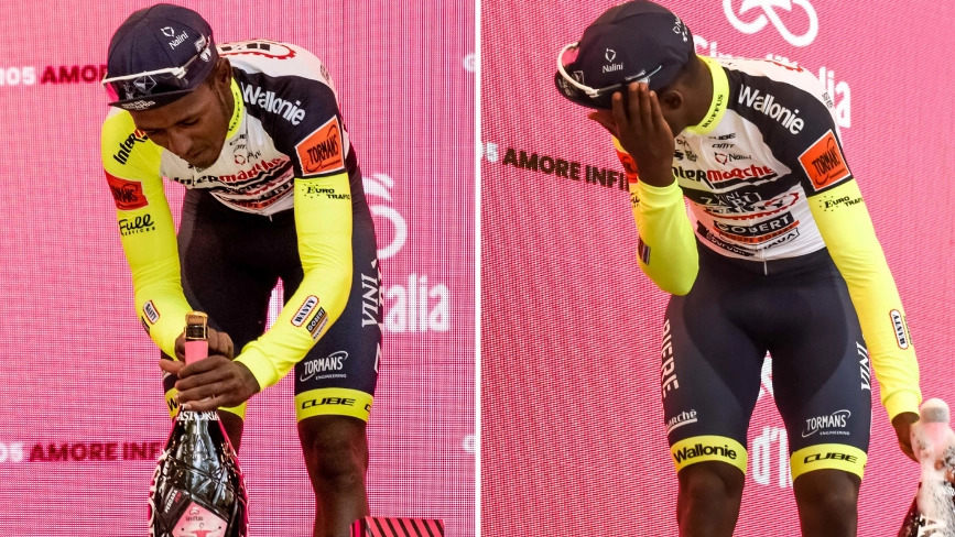 Cyclist Rushed To Hospital After Champagne Cork Hits Him In The Eye During Celebrations