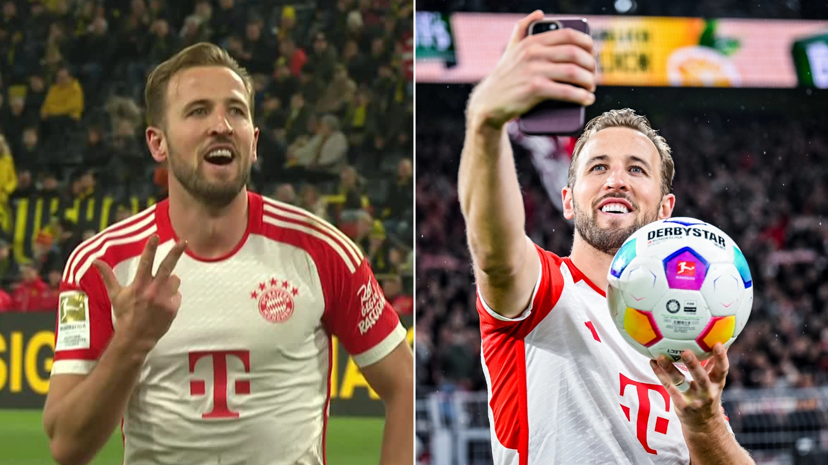 Fans spot the genius film reference in Harry Kane's hat-trick celebration for Bayern Munich against Borussia Dortmund