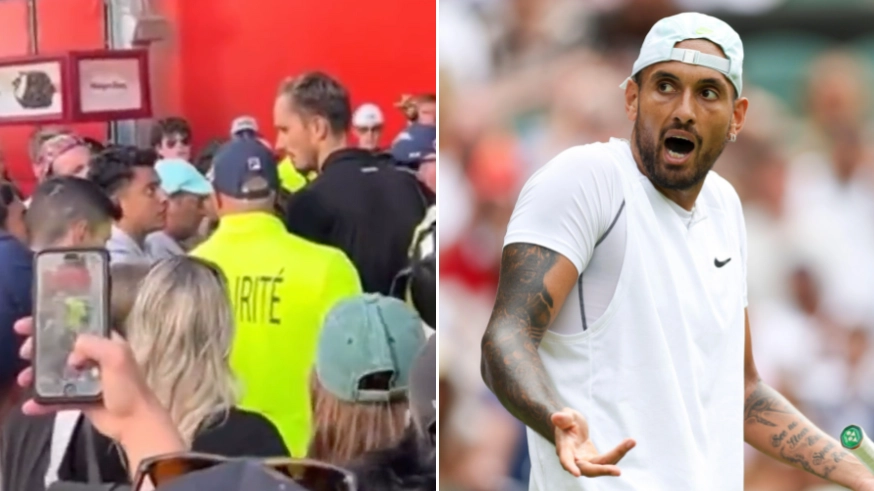 Nick Kyrgios left fuming after Daniil Medvedev's run-in with a fan