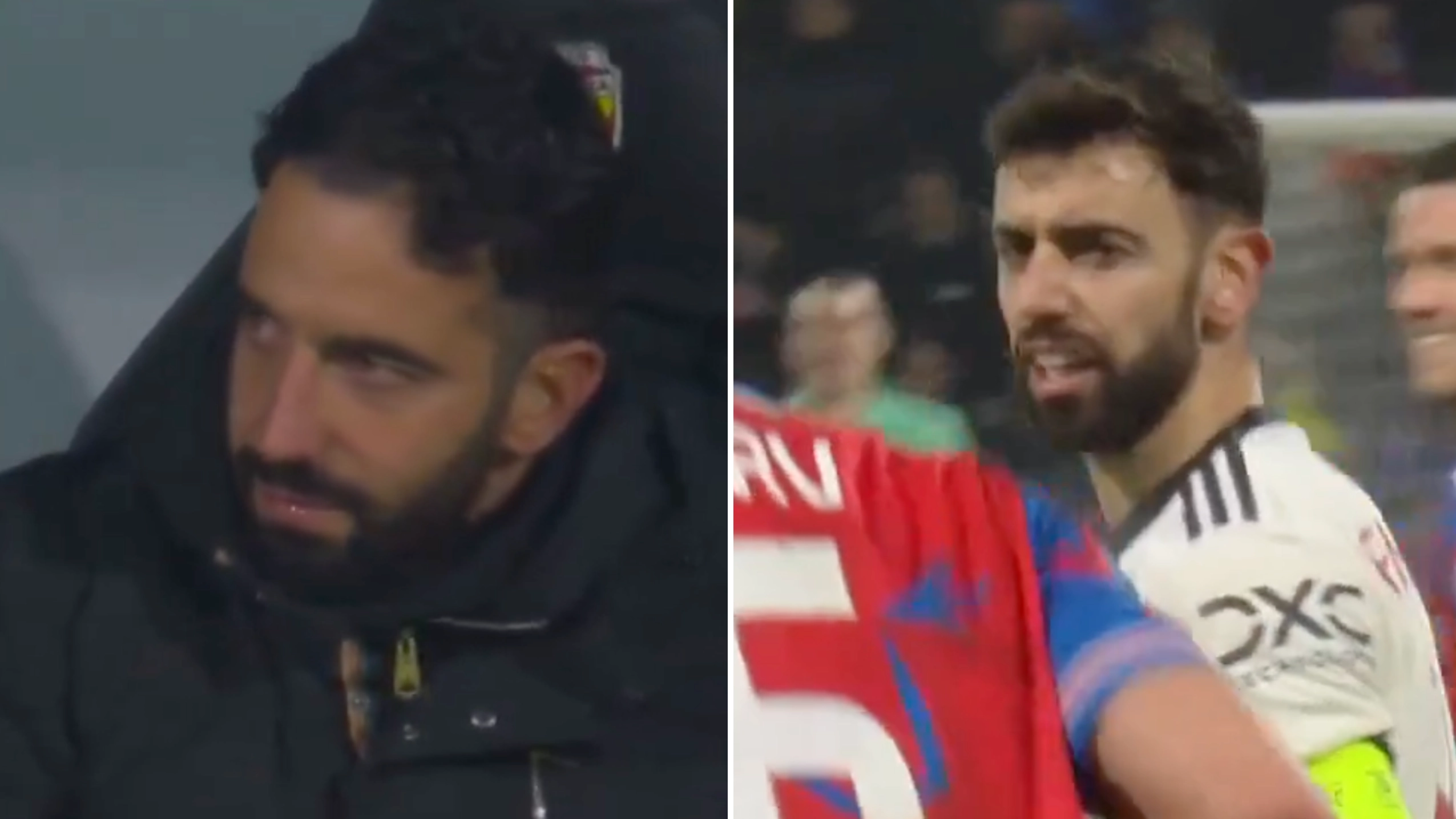 Ruben Amorim and Bruno Fernandes 'visibly frustrated' with Man Utd player during Viktoria Plzen game