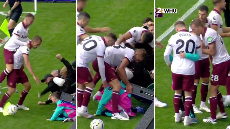 Tomas Soucek rescues young ball boy who was trapped under advertising board in scary incident