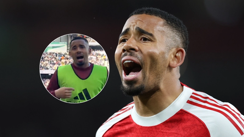 'I have won 11 titles here' - fan footage shows Gabriel Jesus hitting back at Man City fan during Arsenal game