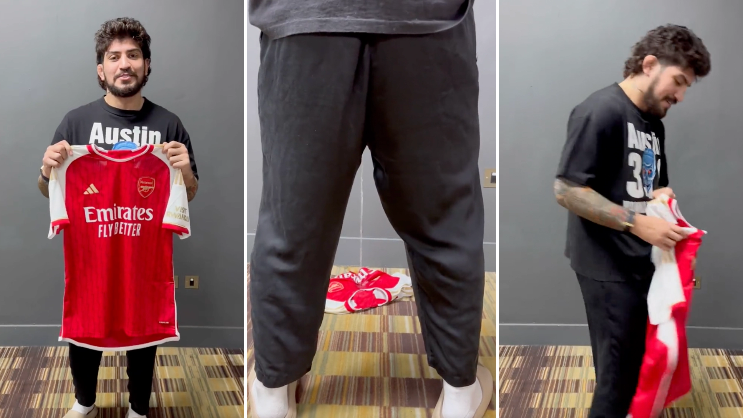 Dillon Danis appears to urinate on Arsenal shirt in a bizarre jibe at KSI ahead of Logan Paul fight