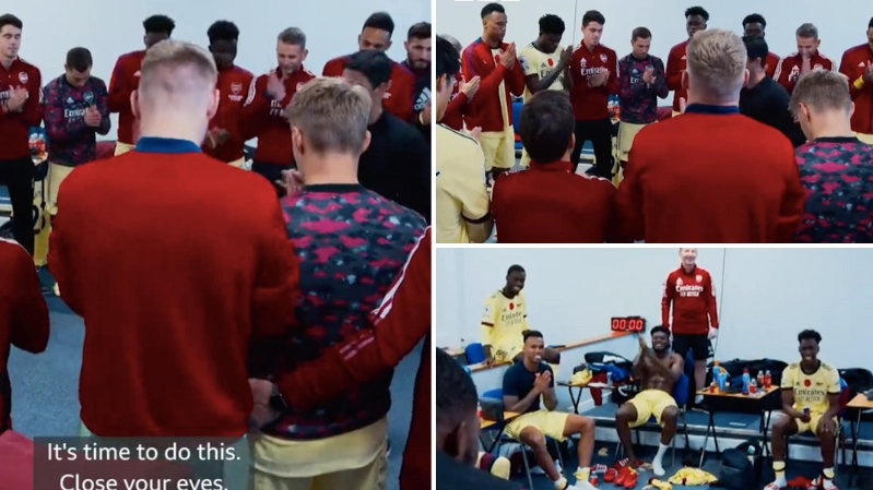 Incredible Footage Shows Mikel Arteta Getting Entire Arsenal Squad To Rub Palms Before Game