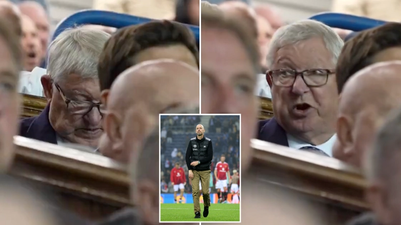 Footage of Sir Alex Ferguson's immediate reaction to Man Utd's injury-time goal against Porto emerges