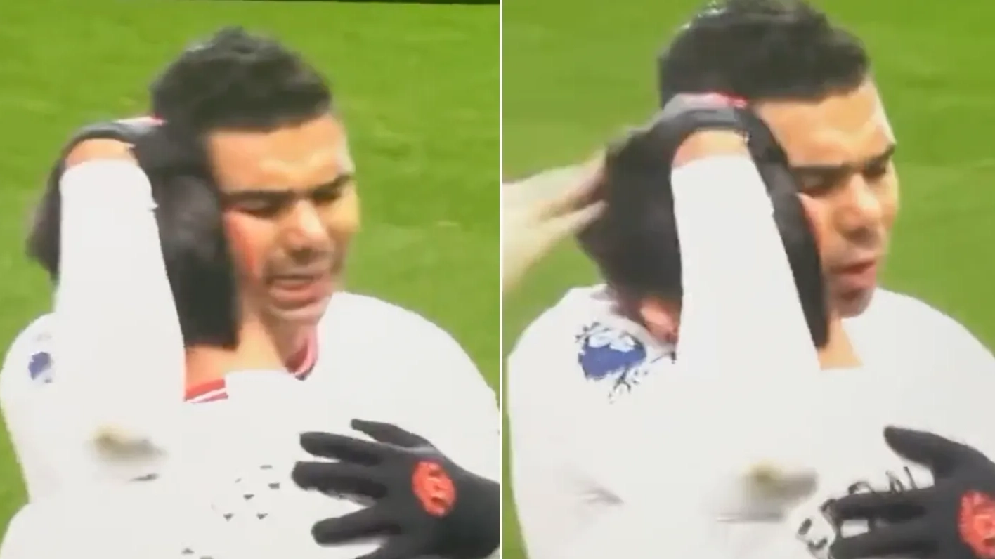 Fans spotted what Casemiro did during Bruno Fernandes' goal celebration