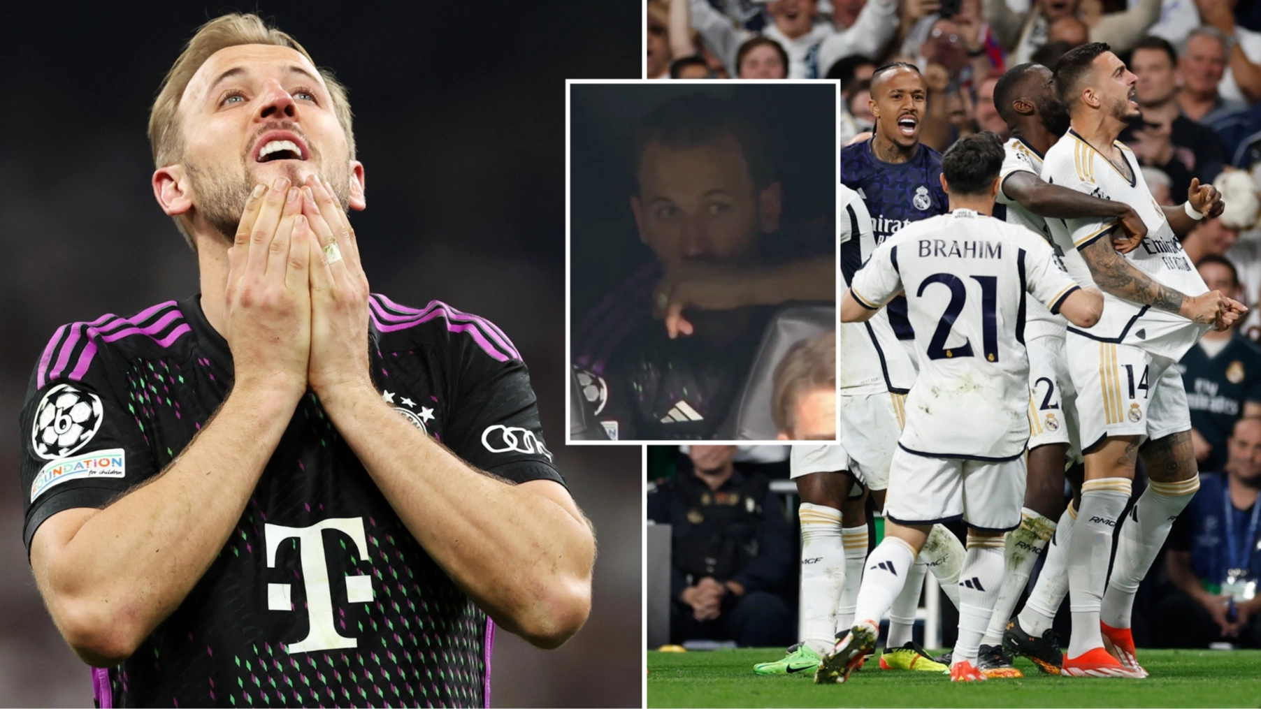 Fans spot what Harry Kane did at the full-time whistle after Bayern Munich's crushing defeat to Real Madrid