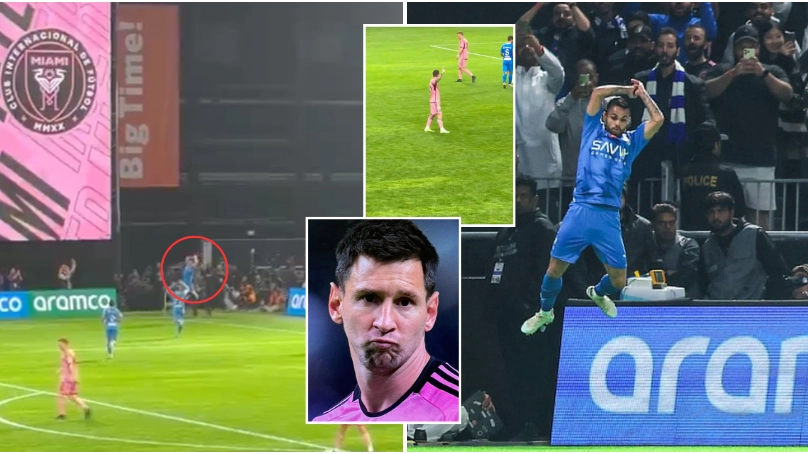 Al Hilal forward Michael performs Cristiano Ronaldo’s 'Siu' celebration in front of Lionel Messi