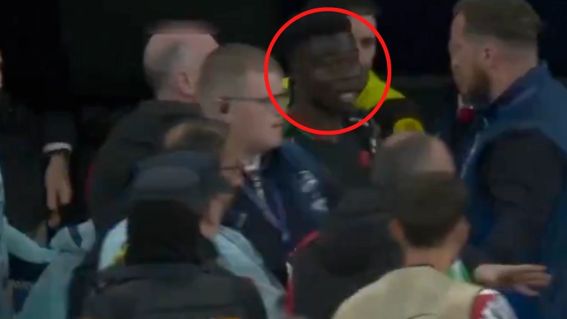 Bukayo Saka involved in furious altercation with Real Madrid player at half-time as police forced to intervene