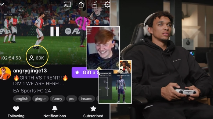 60,000 people tuned in to watch Trent Alexander-Arnold play pro clubs against streamers and it was chaos