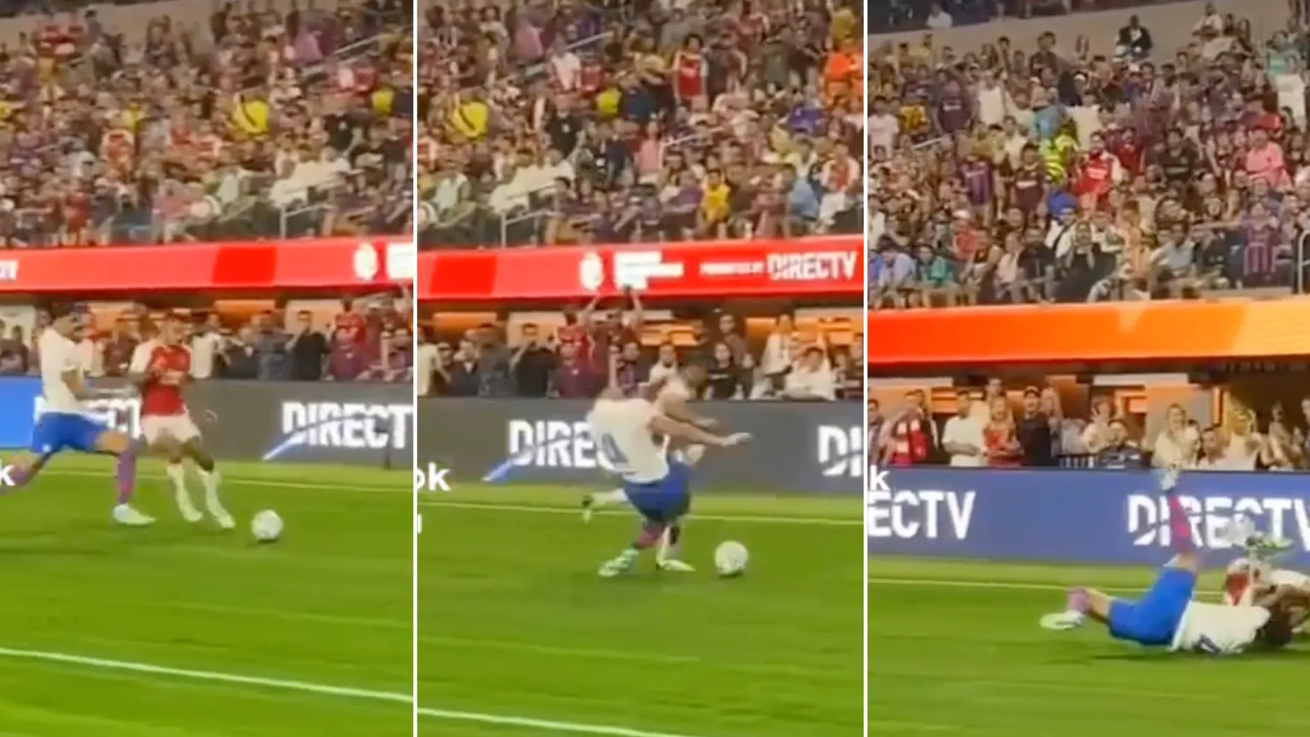 Arsenal fans fume at Ronald Araujo as he completely takes out Gabriel Jesus with reckless tackle