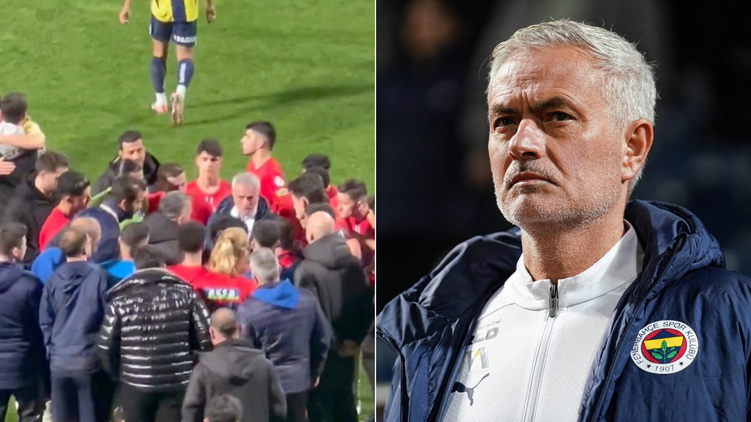 Jose Mourinho gives post-match team talk to opposition after his Fenerbahce side beat them 3-0